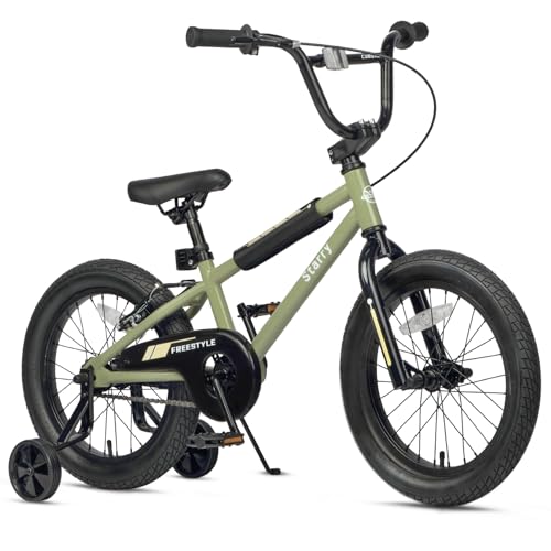 cubsala 16 Inch Little Kids Bike for 4 5 6 7 Years Old Boys Girls Youth BMX Style Bicycle with Training Wheels Coaster & Rear V Brake, Army Green