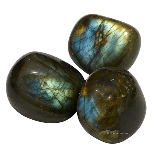 Image of Certified Labradorite Crystal Healing Tumbled Stone, Natural Polished Crystals for DIY Crafts, Manifestation, Meditation, Pooja Feng Shui and Reiki Healing (30 Grams)