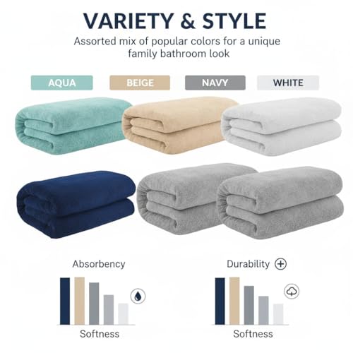Image of IVAZA Ultimate Luxury with Our 600 GSM Bamboo Bath Towel - Experience 3X the Softness of Cotton with Ultra-Absorbent, Eco-Friendly Fibers for a Spa-Like Feel at Home (120x60 cm) Pack of 1 Asorted