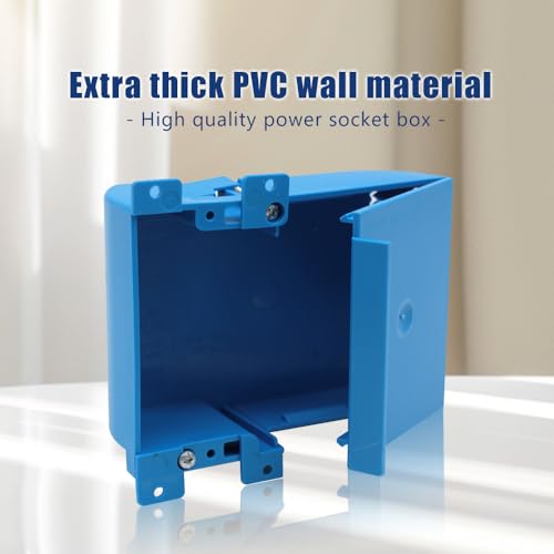 Image of Single Gang Shallow Switch and Outlet Box with Bracket, 18 cu in | Features Old Work; PVC; Thin Wall Box with Flip Cover; Blue(3 Pack).