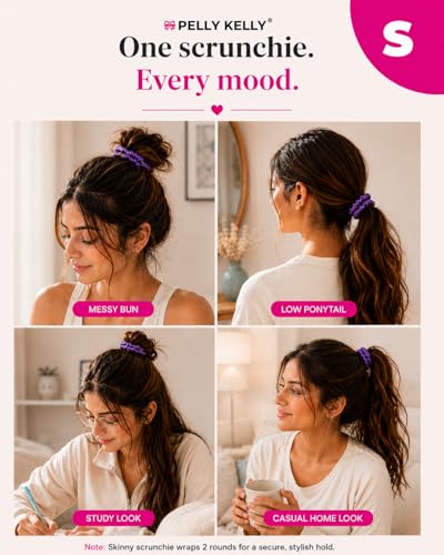 Image of Luxury Satin Scrunchies Set for Women, Girls | Anti-Hair-Breakage Hair Ties for Ponytails & Buns | Small Size | Pack of 5