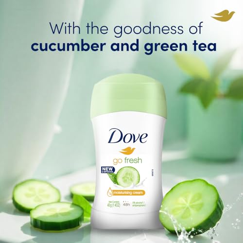 Image of Dove Go Fresh Cucumber & Green Tea Antiperspirant Deodorant Stick | 48-Hour Protection | 1 /4th Moisturising Cream & 100% Natural Caring Oil | 40ml