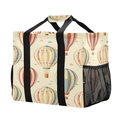 YETTASBIN Hot Air Balloon Large Foldable Travel Tote Bag, Lightweight Waterproof Swim Pool Bag with Handles & Pocket for Beach Outdoor, Reusable Grocery Bag for Kitchen, Shopping
