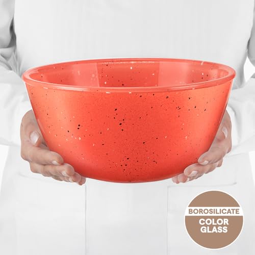 Image of Borosil 2.8 L Kube Pink Serving & Mixing Bowl | Made in India Borosilicate Glass Bowl for Kitchen & Dinning | Bowl for Mixing Dough, Salad, Batter | Microwave & Dishwasher Safe