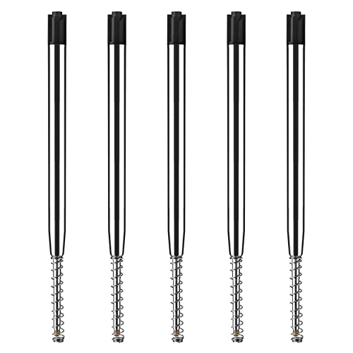 TIESOME 5pcs Replaceable Ballpoint Pen Refills with Spring Metal Ball Point Refills Smooth Writing Pen Refills, 0.7mm Retractable Ballpoint Pen Refills for School Office Supplies (Black)