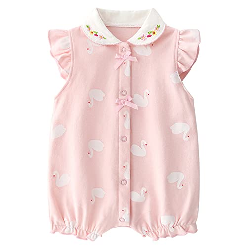 Minizone Baby Mädchen Pyjama Sommer, Kurzarm-Body Babykleidung Baumwolle...