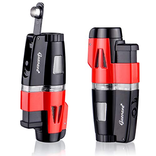 Cigar Torch Lighters Butane Refillable Lighter 3 Jet Flame Strong Flame Windproof with Punch(No Gas Include) - Thumbnail 3