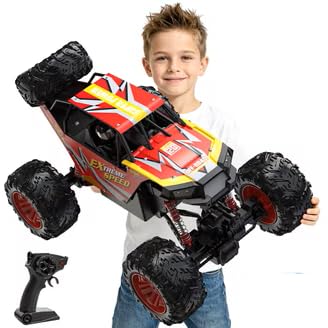 Image of Jack Royal Jumbo Rock Crawler Rc Monster Buggy |1:8 Scale RC Buggy Remote Control Car | Off Road Monster Truck with Realistic Sound | 4WD Rock Crawler 2.4G 100+ Metre Range | Sturdy Metal Body (Red)