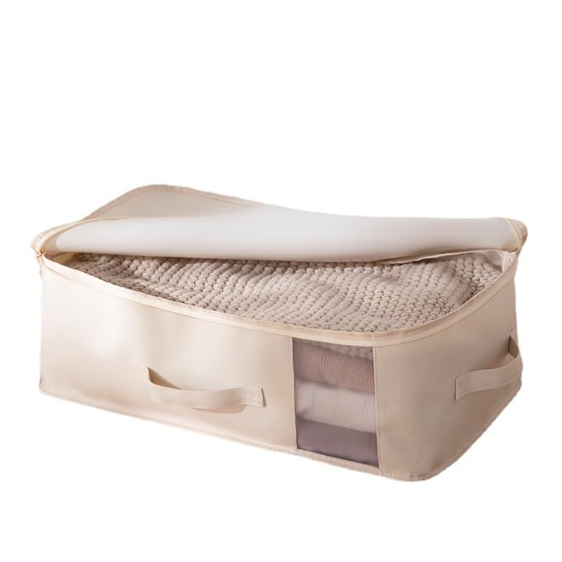 Xiao Hua Bolsas organizadoras de ropa, caja de almacenamiento plegable con ventana transparente grande y asas resistentes para armario, dormitorio, almohadas, ropa de cama, edredones, mantas, 21.6 x