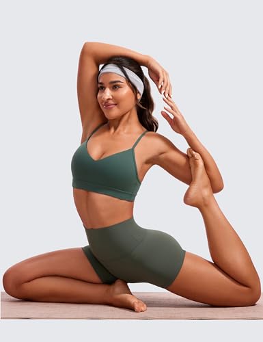Image of CRZ YOGA Butterluxe V Neck Sports Bras | Light Support, Removable Pads, Yoga, Extremely Soft, Square Back, Adjustable Spaghetti Straps, for Women