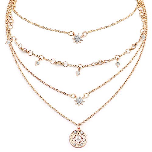 Preisvergleich Produktbild Gleamart Stern Mehrschichtige Halskette Gold Choker für Frauen