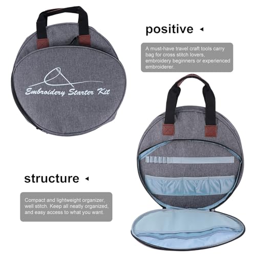 Bolsa para proyectos de bordado Oxford gris con bolsillos CRAFTHROU 7