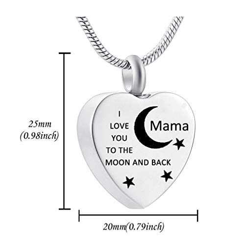 weikui I Love You to The Moon & Back Engraved Heart Cremation Necklace Ashes Keepsake Pendant Family Memorial Jewelry for Women/Men2
