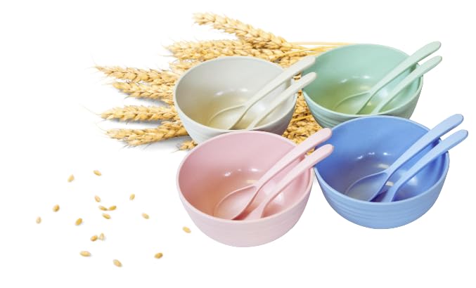 Cereal Bowls-26OZ Unbreakable Wheat straw Bowls-Lightweight Eco Friendly Pack Of 4 Microwavable Bowls set-Dishwasher Safe Kitchen Ramen Bowls For Cereal, Rice and Soup