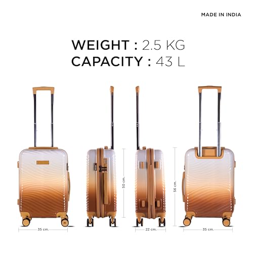 Image of Dunes 50 cm Cabin Polycarbonate Trolley Bag for Travel | Hard Shell 8 Spinner Wheels Luggage | 360 Spinner | Water Repellent | Desert Sand Suitcase | Ideal for Trips & Holidays