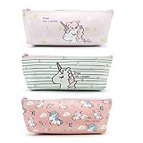 Unicorn Pencil Bags PU Pencil Case, Makeup Storage Bags, Multifunctional Portable Pen Holder, Purse Pouch Bag, Cosmetic Bag, Unicorn Theme Party Favors Gift for Girls, Zipper 3pcs (Unicorn)