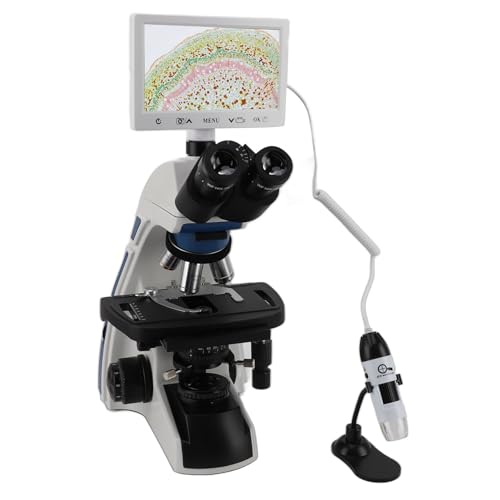 Image of Digital Trinocular Microscope 40X-1000X, 7 Inch Screen, Mechanical, Handheld Microscope, for Laboratory Research, Aquaculture (US Plug)
