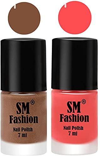 Image of Long Lasting Nail Polish | Nail Paint Combo 7 ml Each) - Set of 2 Tan-Peach Pink