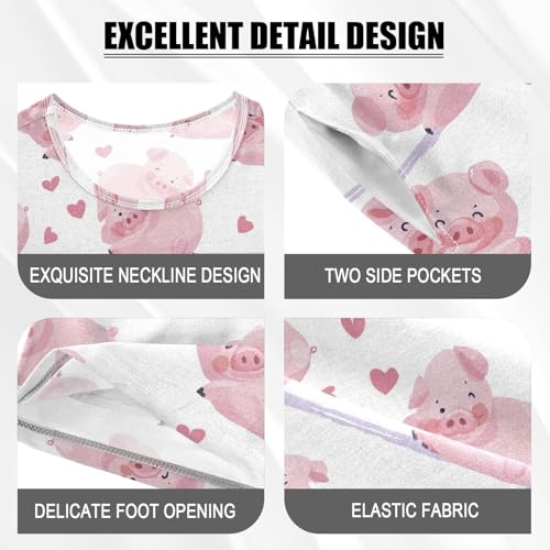 Vdsrup Cute Pigs Hearts Summer Pajamas Set Short Cotton Pink Sleepwear 2 Piece Unisex 5Y3