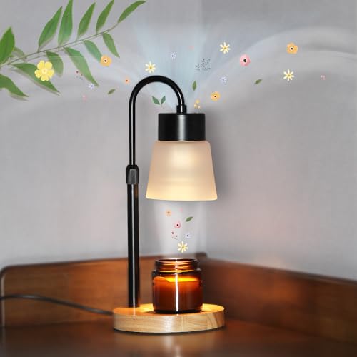 Candle Warmer Lamp Essential Oil Diffuser, Adjustable Height Dimmable Candle Warmer with Timer for Bedroom Living Room Home Decor, Christmas Birthday Gifts for Women, Black with 2 Bulbs - Thumbnail 4