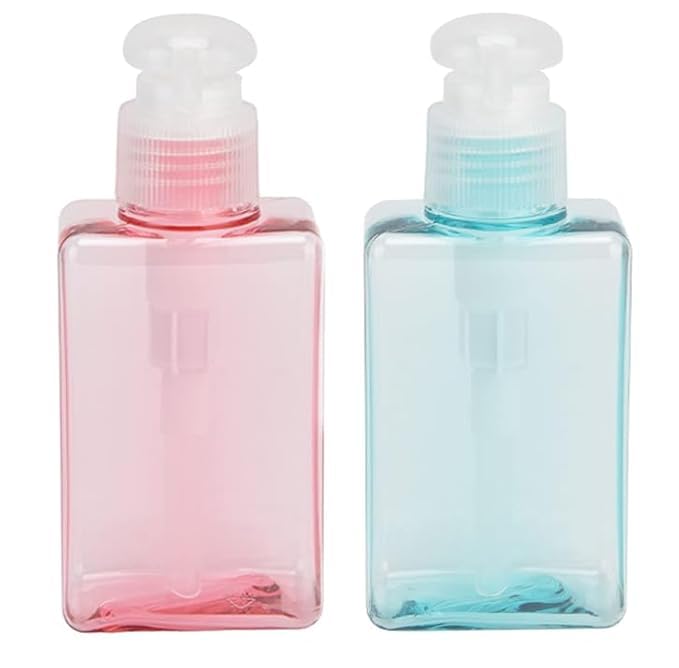 Travel Pump Bottle Dispenser, 100 ml, Pink & Green, Pack of 2, for Lotion, Shower Gel, Hand Soap-image-21