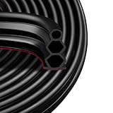 SILIENTWERK 40 Feet Self-Adhesive Rubber Weather Stripping Fits Big Gaps, Extra Thick Rubber Door Weather Stripping Door Seal Strip for Door Frame Door Insulation Strip Waterproof(Black)