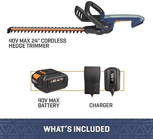 BLUE RIDGE BR8260U Cordless Hedge Trimmer, with Battery and Charger,40V 2.0Ah 24 Inch Blade Length, 3/4-Inch Cutting Thickness, Dual Action Laser Blade - Thumbnail 2