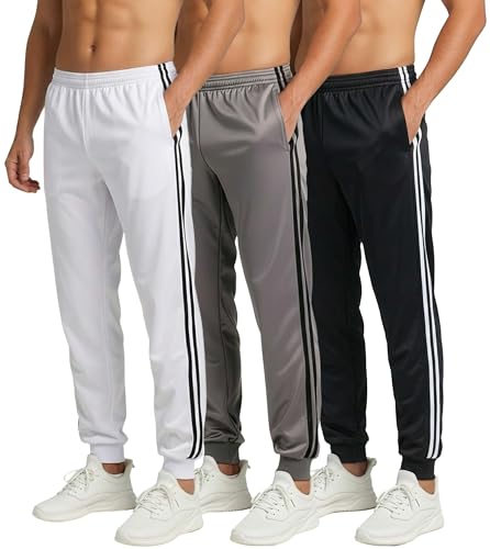 Image of Real Essentials 3 Pack: Men's Active Athletic Casual Jogger Sweatpants with Pockets