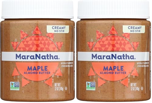 MaraNatha No Stir Creamy Roasted Maple Almond Butter, 12 oz Jar (Pack of 2)