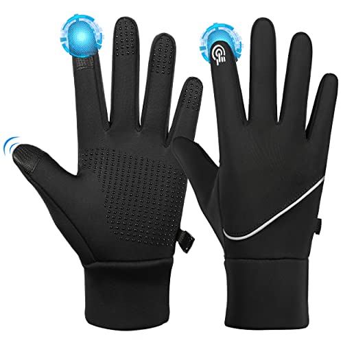 Laufhandschuhe Herren Damen, Fahrradhandschuhe Herren Winterhandschuhe,Wasserdicht Touchscreen Handschuhe, Anti-Rutsch & Reflektierende, Sporthandschuhe für Laufen, Wandern, Fahren, Radfahren Cover