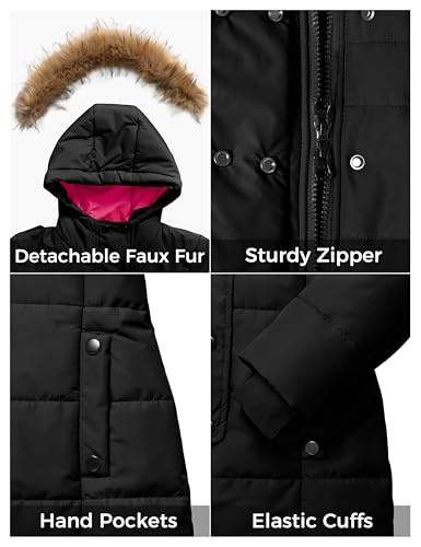 Image of ZSHOW Girls' Long Winter Coat Waterproof Warm Puffer Jacket Hooded Parka