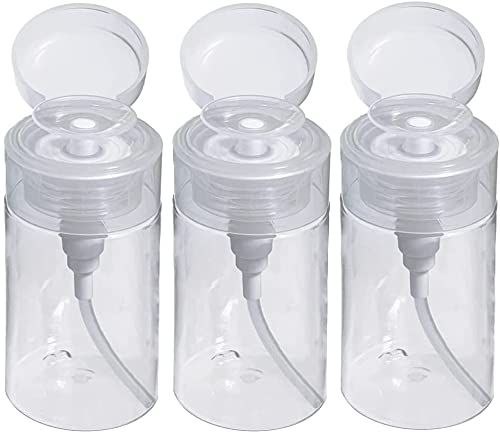 Remover pompe distributeur de vernis à ongles,bouteille vide Distributeur d'ongles,Flacon Pompe Dissolvant pour Démaquillant, 120ml Conteneur de Bouteille pour Alcool,3pcs Cover