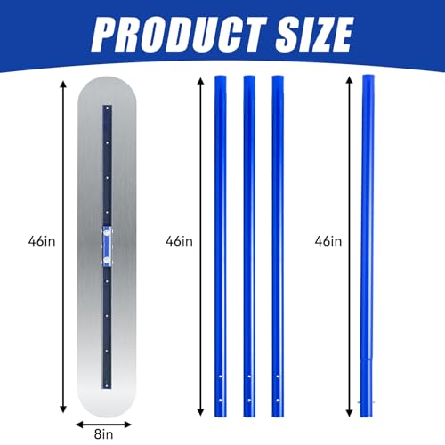Stainless Steel Concrete Float - 46 x 8" Bull Float Concrete Finishing Tools Kit With 4 x 3.8 Feet Float Handle Concrete Surface Smoothing Tool - Image 2