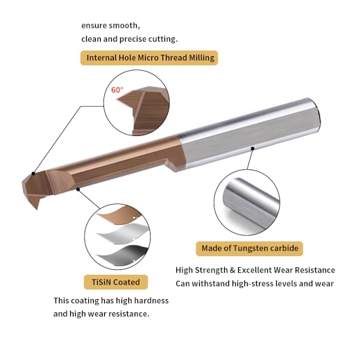 Image of Carbide MIR Inner Hole Micro Threaded Mills for Small Holes & Turning 5 Pcs MIR-6-A60-L22