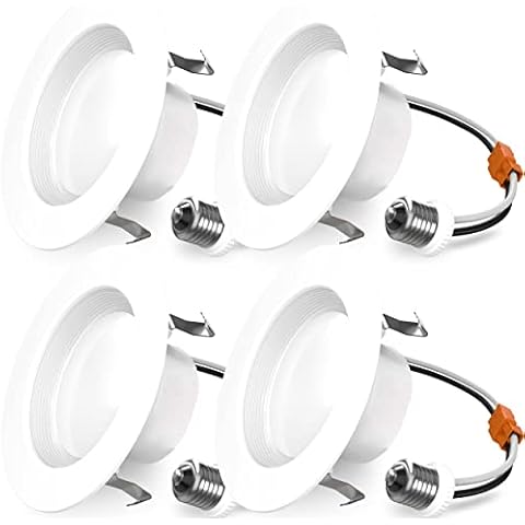 Sunco Lighting 4 Inch LED Can Lights Retrofit Recessed Lighting, Baffle Trim, Dimmable, 3000K Warm White, 11W=60W, 660 LM, Damp Rated, Replacement Conversion Kit - UL Energy Star Listed 4 Pack Cover