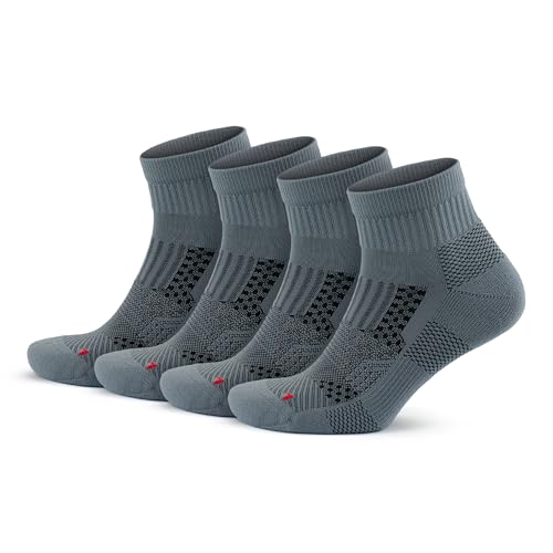 Image of GoWith 2 /4 Pairs Quarter Running Socks for Men & Women, Athletic Anti-Blister Cushioned Seamless Padded Ancle Socks