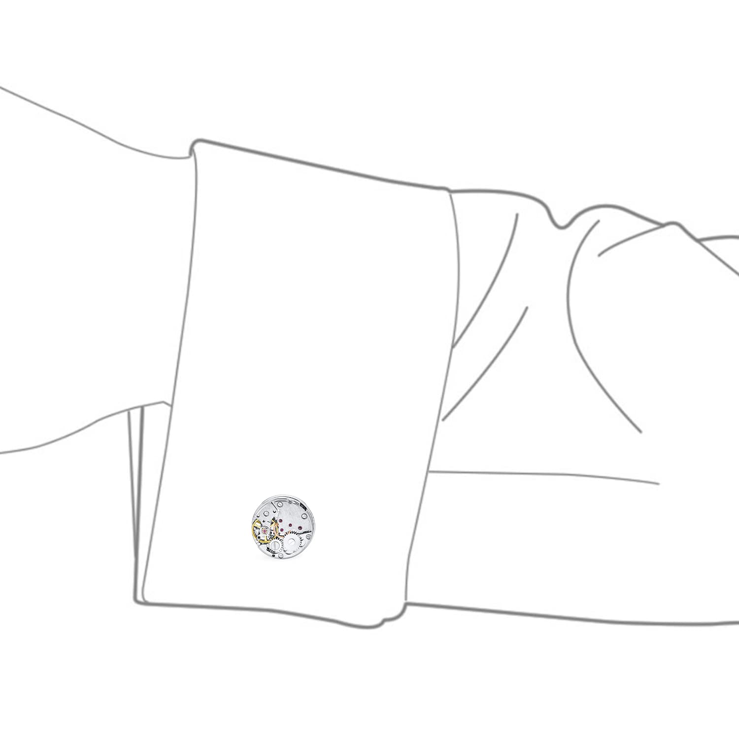 Gemelos para hombre, diseño de motorista, mecánico, steampunk, con mecanismo de movimiento para palanca de cambios, color plateado, dorado, de acero inoxidable, con bisagra de dos tonos, parte trasera