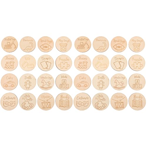 Toddmomy 32 Pcs Nouveaux Disques Cercle Artisanat Motifs Ornement Étiquettes Jouet Maison Organisateur Cercles Étiquettes Bois Décor Paniers Garde-Manger Ornement Maman Artisanat Cover