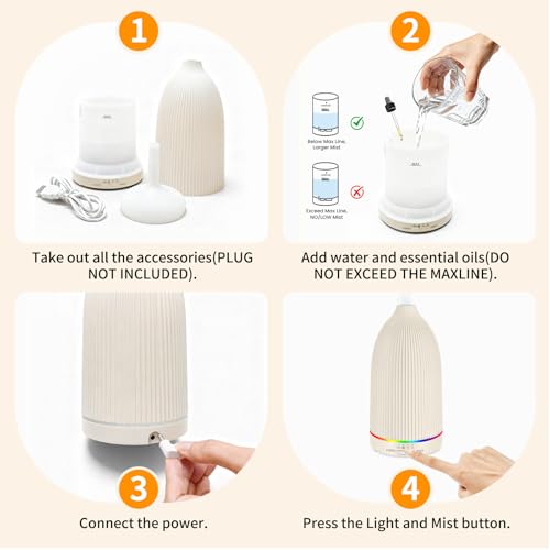 Image of URPOWER 100ML Essential Oil Diffuser Ultrasonic Cool Mist Humidifier with 7 LED Lights, Timer & Auto-Off Quiet Aromatherapy Scent Diffuser for Home Bedroom Office Relaxation