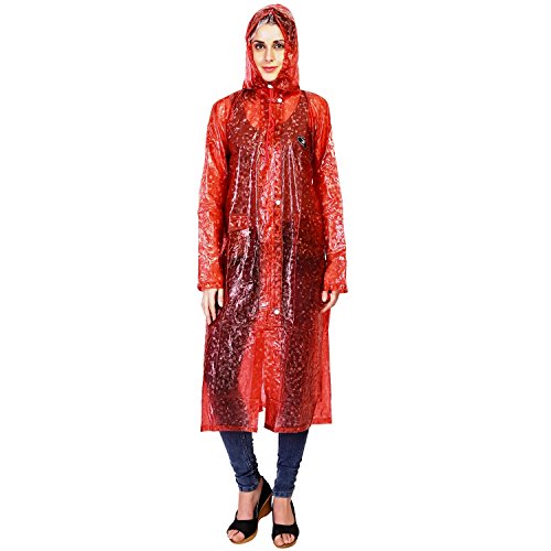 ZEEL Women's Translucent PVC Raincoat_RW203MRNAS_Maroon_50 Amazon.in