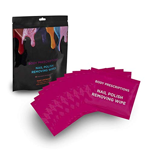 40 Nail Polish Remover Wipes - 2 pack (20 Count Each) of Nail Polish Remover Wipes Individually Wrapped by Body Prescriptions (Black Packaging)