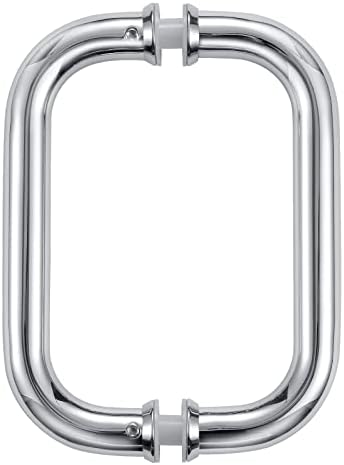 Ranbo Hardware 6" Back to Back Tubular Shower Door Pull Handle for Frameless Shower Doors, Polished Chrome, with Washers (6 inch Pull Handle-Silver)