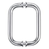 Ranbo Hardware 6" Back to Back Tubular Shower Door Pull Handle for Frameless Shower Doors, Polished