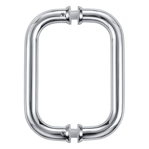 Ranbo Hardware 6" Back To Back Tubular Shower Door Pull Handle For Frameless Shower Doors, Polished Chrome, With Washers (6 Inch Pull Handle-Silver) #TOP1