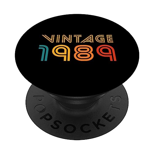 Camiseta vintage de 1989 para hombres y mujeres, regalo de cumpleaños 34 años PopSockets PopGrip Intercambiable