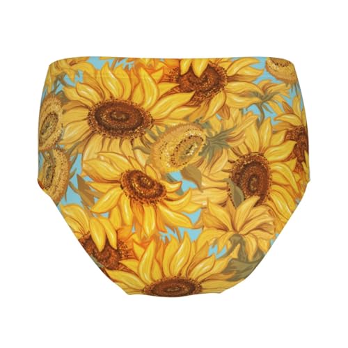 Hand Drawn Sunflowers Theme Girls' Underwear Soft Cotton Little Girls Panties Comfort Briefs2