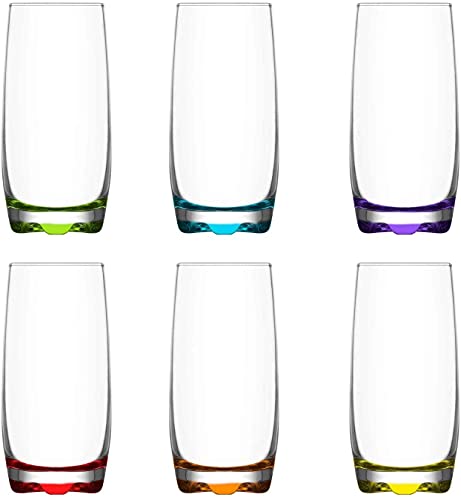 UNISHOP Lot de 6 verres lisses couleur 390 ml pour eau ou boissons alcoolisées, compatibles lave-vaisselle
