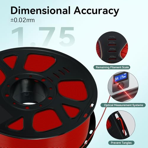 Image of Kingroon Red Yellow Blue Green PLA Filament 1.75mm, 4kg Spool (8.8lbs), + /- 0.02mm Accuracy, Vibrant Color 3D Printer Filament, Fits for Most FDM 3D Printers