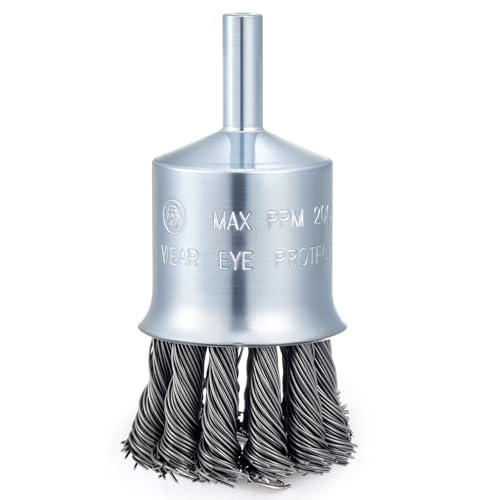 Image of Threlaco 1 Pack 1-1 /8 Inch Twist Knotted Wire End Brush with 1 /4 Inch Shank for Drill, 20000 RPM Max Heavy Duty Carbon Steel Wire Wheel for Die Grinders and Drills, Rust Paint Slag Removal