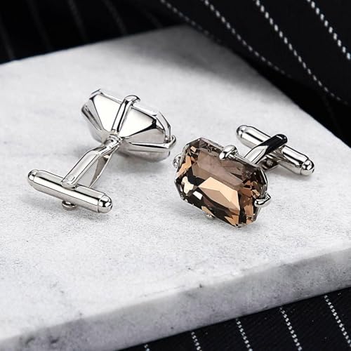 Gemelos de acero inoxidable champán con cuatro garras como regalo de bodas para hombres 5